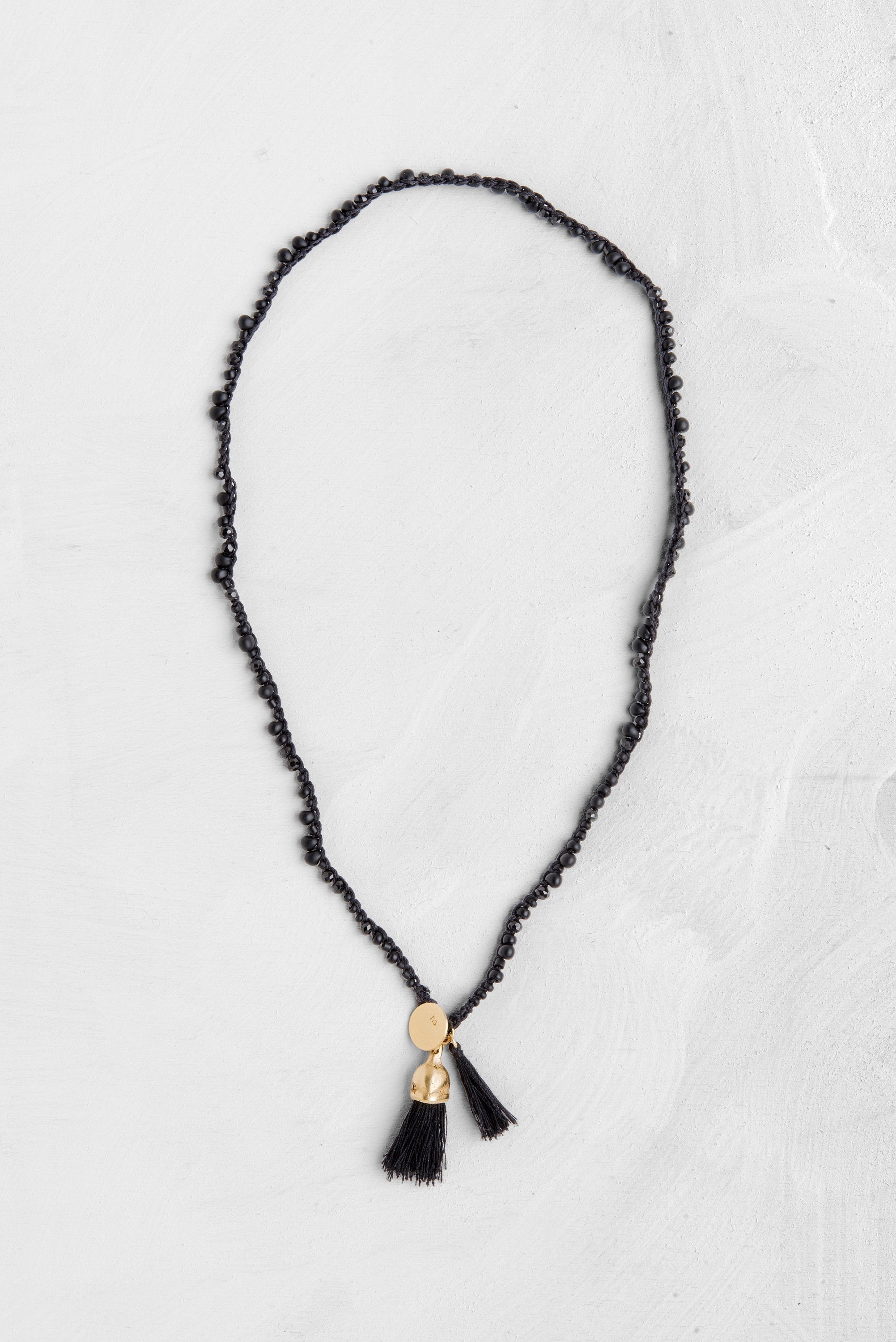 Black And Gold Necklace / Organic Gold Pendant / Spinel Necklace - hs