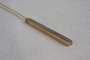 Minimalist Long Line Bar Gold & Concrete Necklace - hs