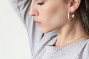 Minimalist Gold & Concrete Hoop Earrings - hs
