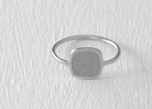 Silver Concrete Flat Ring, Square Concrete Ring, Gray ring, Delicate concrete ring, Minimalist Ring, Frame Ring, Hadas Shaham - hs