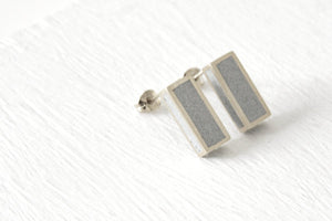 Gold & Concrete geometric minimalist rectangle studs Earrings - hs