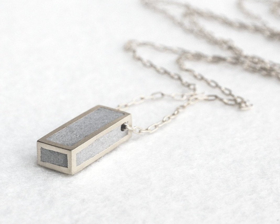 Geometric Rectangle Gold Pendant Inspired By Architecture - hs