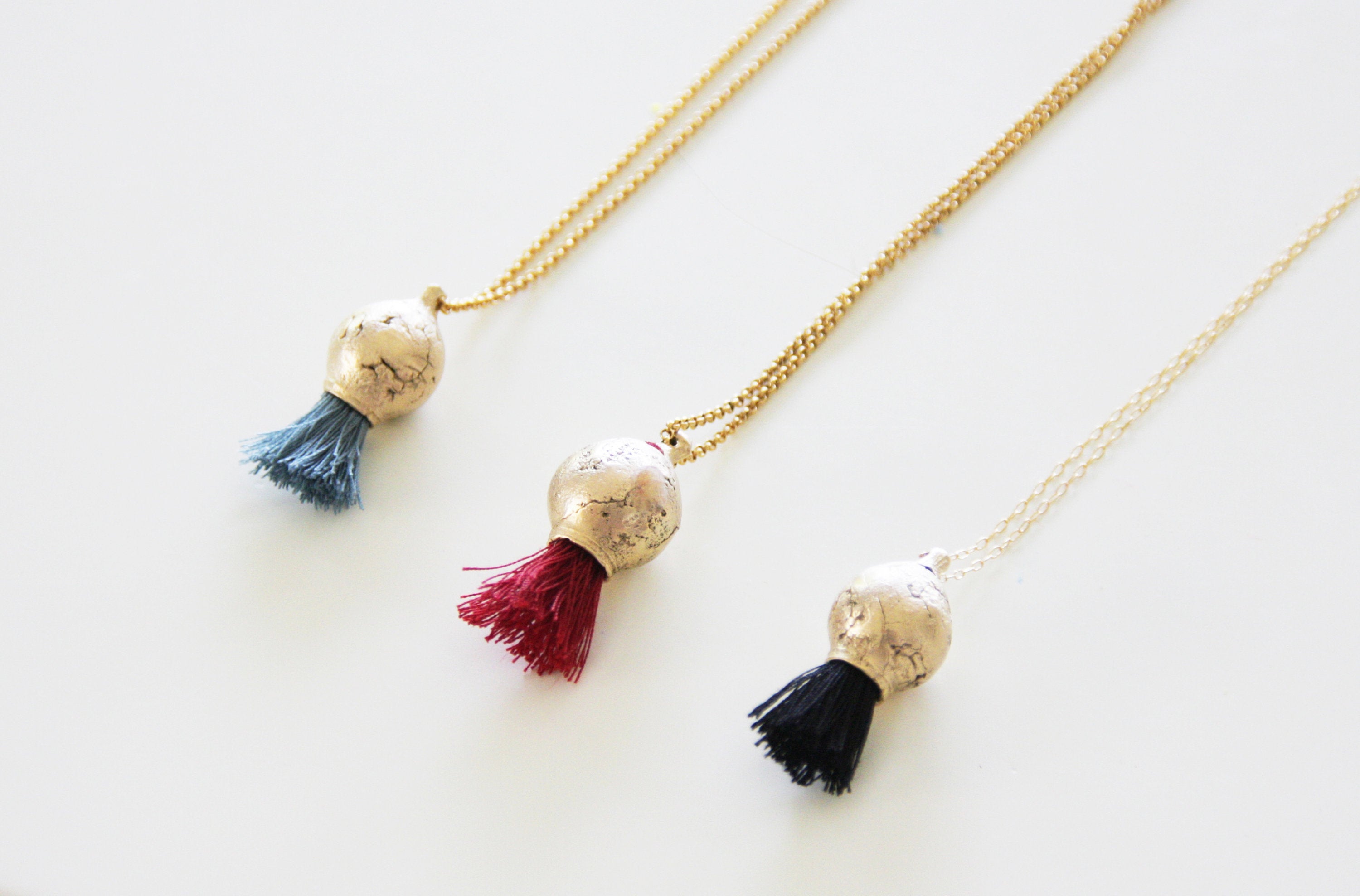 Inspired By nature pendant with Black tassel - hs
