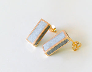 Gold & Concrete geometric minimalist rectangle studs Earrings - hs