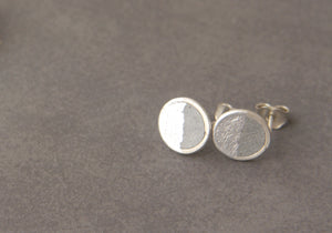 Gold Dipped Concrete Post Earrings, Round Flat Earrings Studs - hs