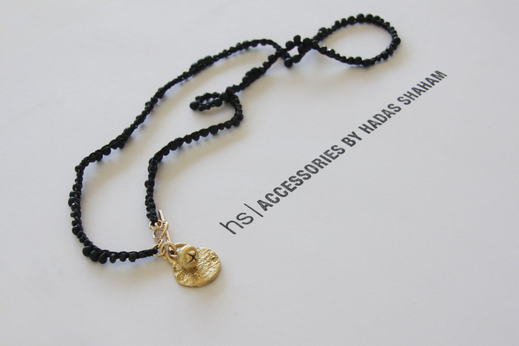 Gold and Black Miyuki stones Toggle Clasp Necklace - hs