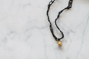 14K Solid Gold Pendant With Black Knitted Necklace Thread - hs