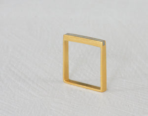 Gold concrete narrow stripe Ring, Geometric Concrete Ring, Frame Ring, Delicate bar Ring, modern line ring, Minimalist Ring, rectangle ring - hs