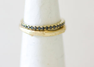 Half Eternity / 14K Yellow Gold Ring Set With Black Diamonds / Delicate  Diamond Band Ring - hs