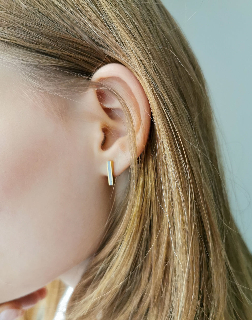 Concrete & gold line earrings - hs