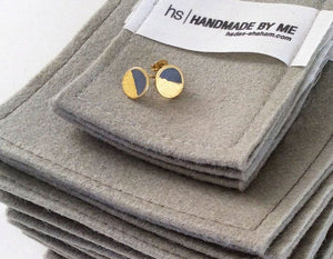 Round Gold and Concrete Post Birthday Earrings - hs