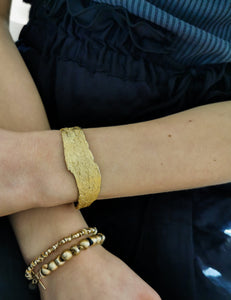 Gold Cuff Organic Artisan Handmade Bangle Bracelet By Hadas Shaham - hs