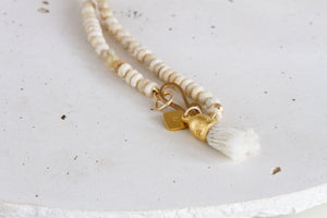 Boho White and Gold Bracelet - Pebble Stream / Opal / Agat Bracelet - hs