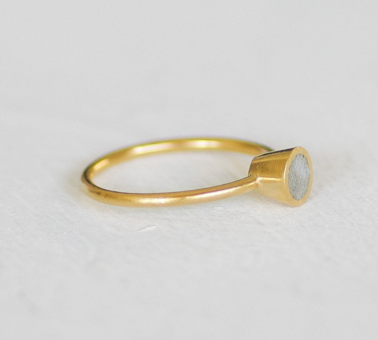 Gold and Concrete Engagement Cone Shape Ring - hs