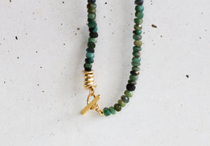 Green Emerald and Gold Layered Bracelet - hs