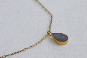 Gold & Concrete Teardrop Necklace - hs
