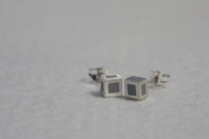 Gold & concrete Tiny Cube Earrings - hs