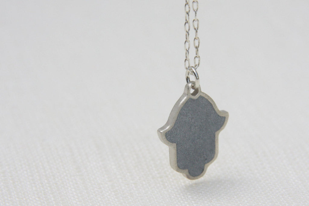 Modern Judaica Silver Hamsa Necklace - hs