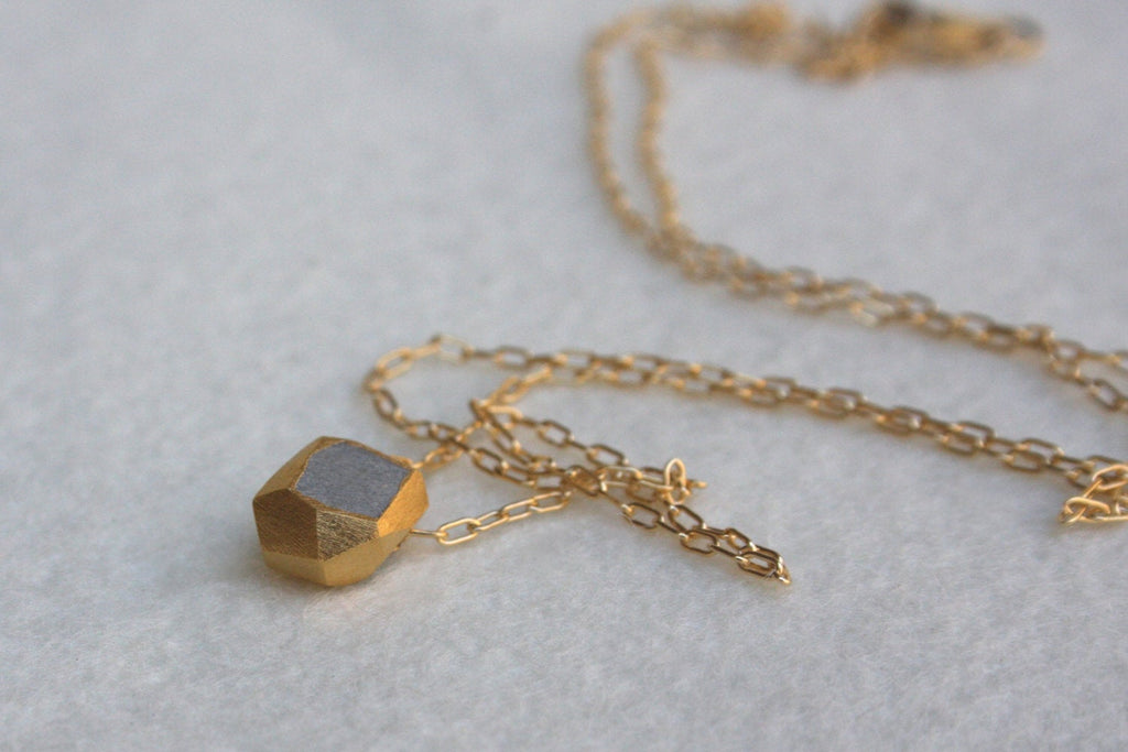 Plated Gold Minimalist Tiny Nugget Necklace - hs