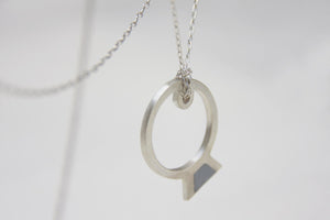 Contemporary Minimalist Silver Ring Necklace - hs