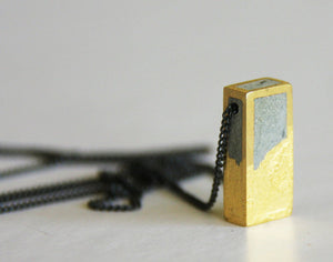 Rectangle "Gold Dipped" Leaf Pendent - hs