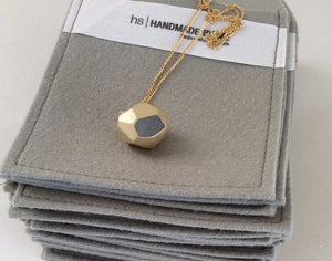 Cement Jewelry / Gold concrete necklace Pendant / Minimalist long necklace / Concrete jewelry - hs