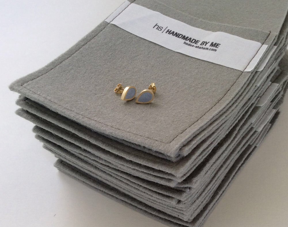 Silver minimalist concrete teardrop shape earrings - hs
