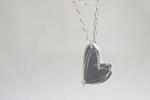 Concrete & Silver Heart Necklace For Valentine's Day Gift - hs