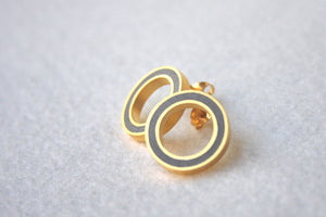 O geometric shaped gold & concrete stud earrings - hs